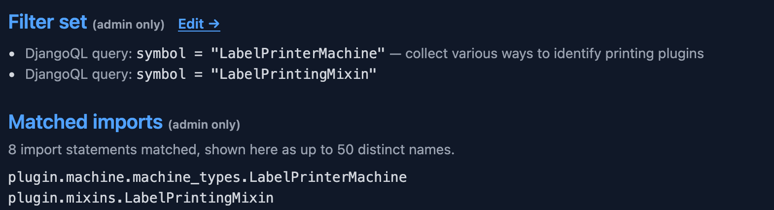 Printer plugin matching patterns